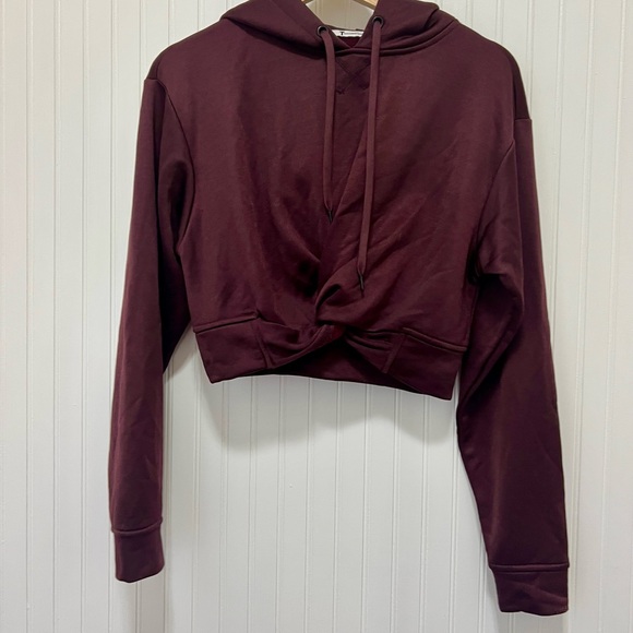 Alexander Wang Tops - Alexander Wang Maroon Cropped Twist Hoodie